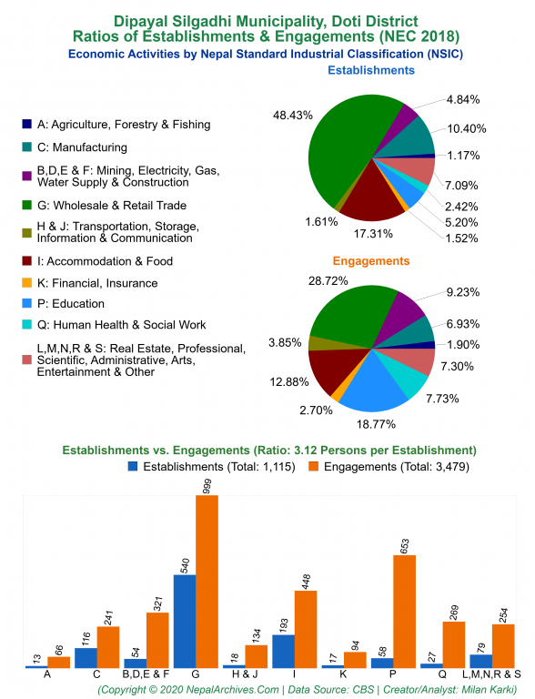 Economic Activities by NSIC Charts of Dipayal Silgadhi Municipality