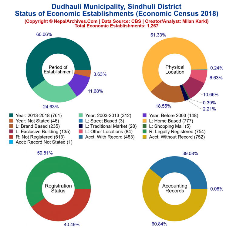 NEC 2018 Economic Establishments Charts of Dudhauli Municipality