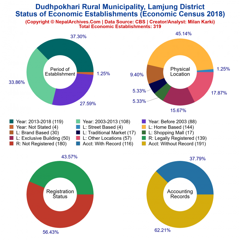 NEC 2018 Economic Establishments Charts of Dudhpokhari Rural Municipality