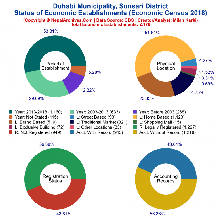 NEC 2018 Economic Establishments Charts of Duhabi Municipality