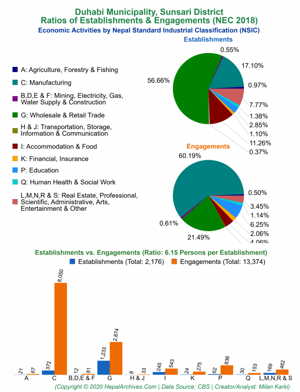 Economic Activities by NSIC Charts of Duhabi Municipality