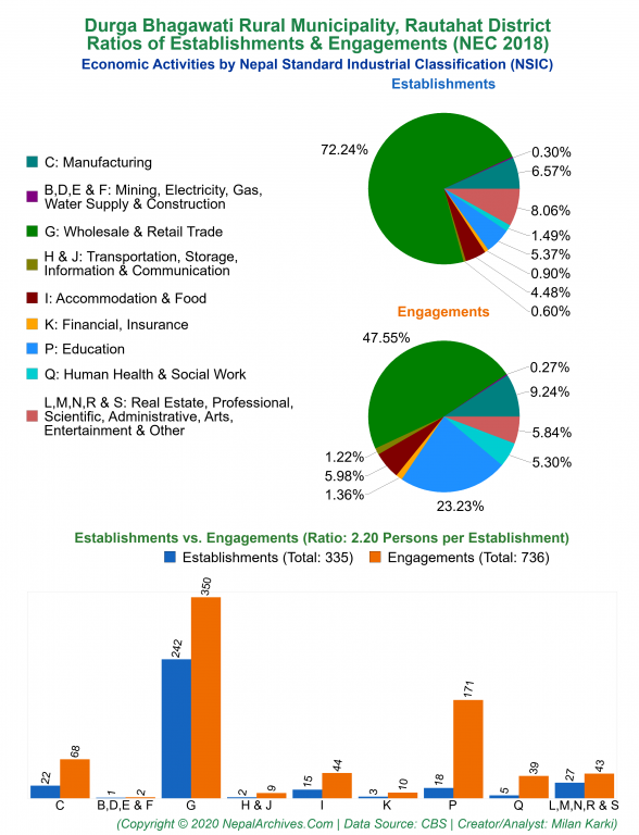 Economic Activities by NSIC Charts of Durga Bhagawati Rural Municipality