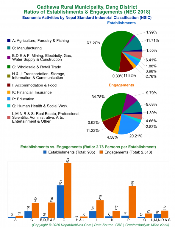 Economic Activities by NSIC Charts of Gadhawa Rural Municipality