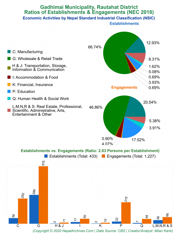 Economic Activities by NSIC Charts of Gadhimai Municipality