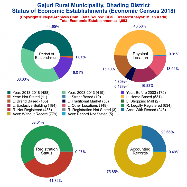NEC 2018 Economic Establishments Charts of Gajuri Rural Municipality