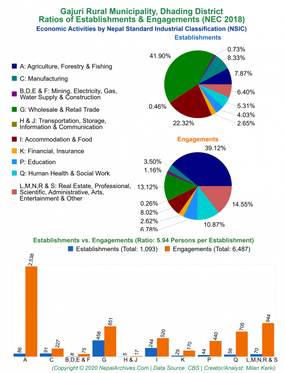Economic Activities by NSIC Charts of Gajuri Rural Municipality