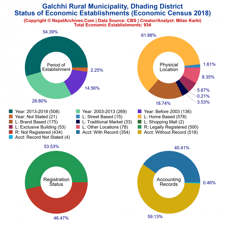 NEC 2018 Economic Establishments Charts of Galchhi Rural Municipality