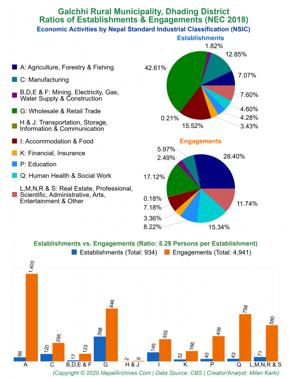 Economic Activities by NSIC Charts of Galchhi Rural Municipality