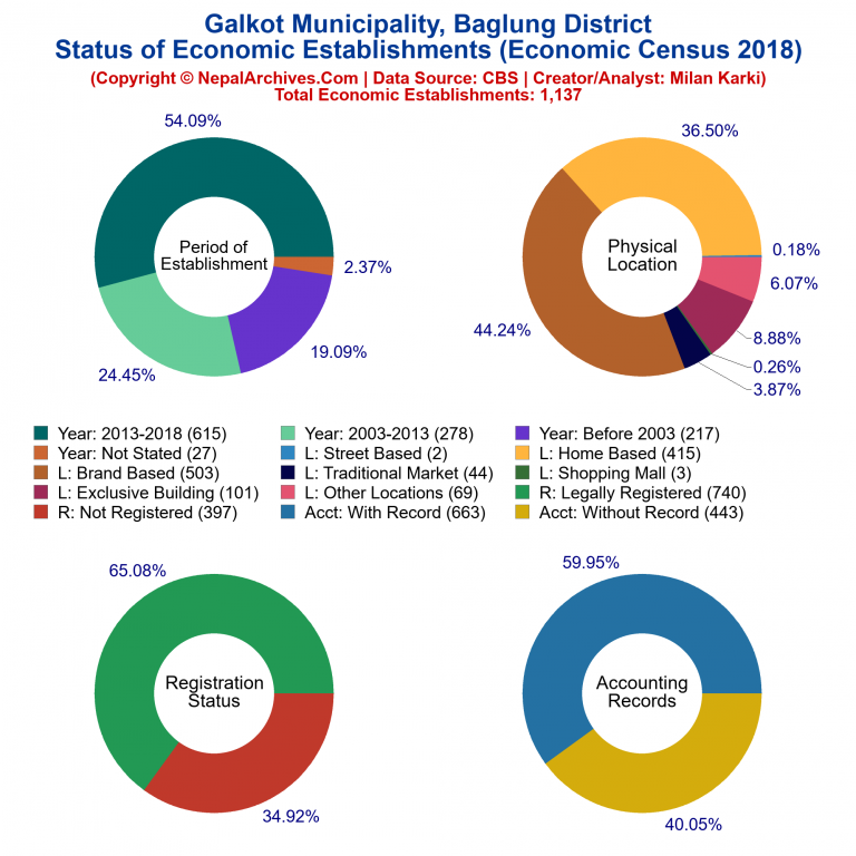 NEC 2018 Economic Establishments Charts of Galkot Municipality
