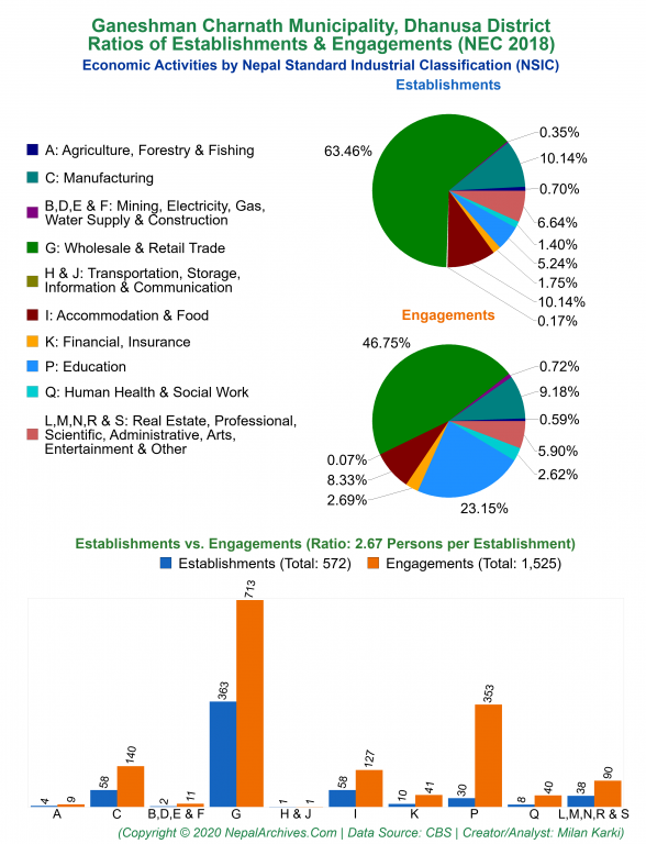Economic Activities by NSIC Charts of Ganeshman Charnath Municipality