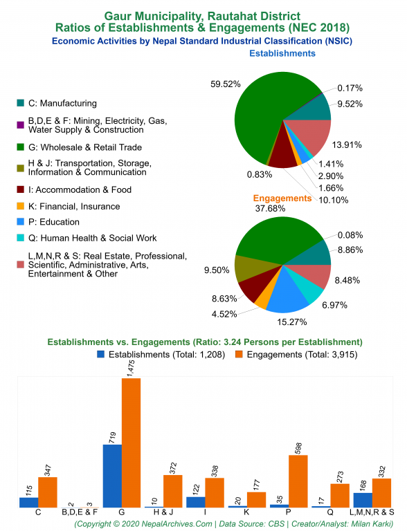 Economic Activities by NSIC Charts of Gaur Municipality