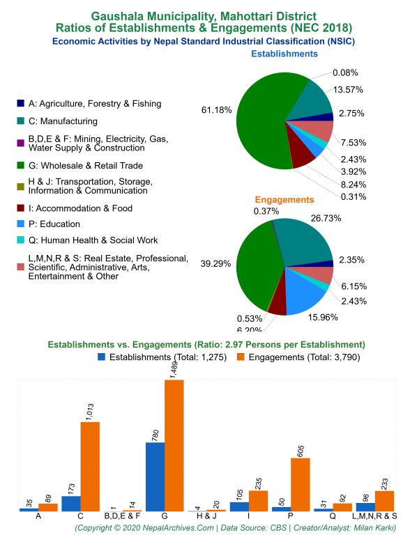 Economic Activities by NSIC Charts of Gaushala Municipality