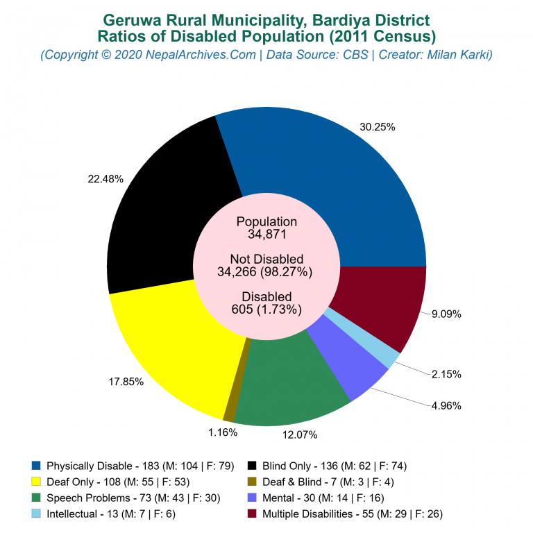 Disabled Population Charts of Geruwa Rural Municipality