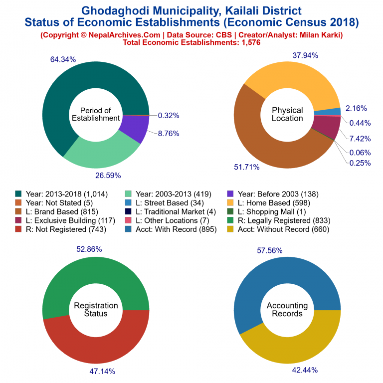 NEC 2018 Economic Establishments Charts of Ghodaghodi Municipality