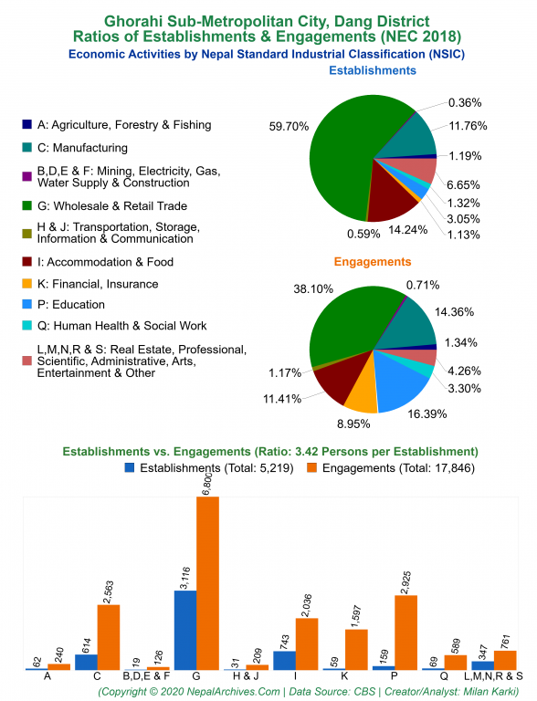 Economic Activities by NSIC Charts of Ghorahi Sub-Metropolitan City