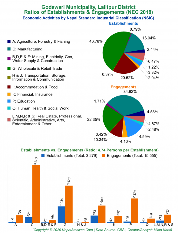 Economic Activities by NSIC Charts of Godawari Municipality