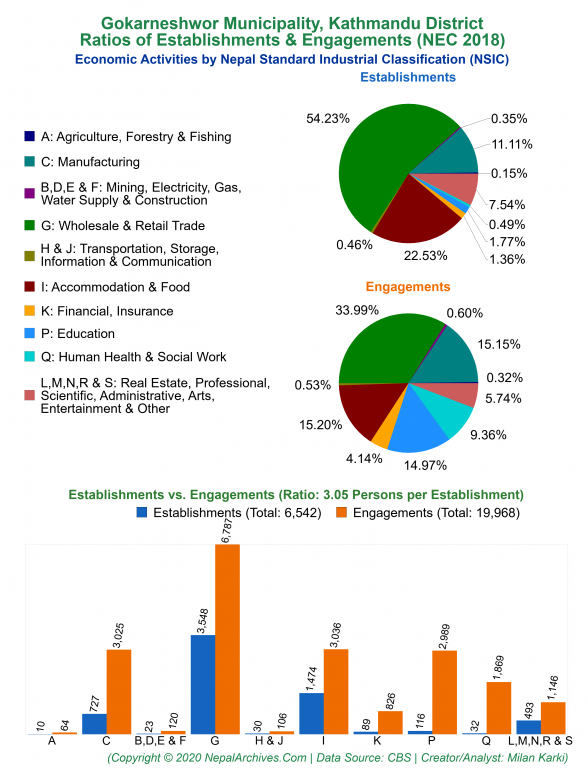 Economic Activities by NSIC Charts of Gokarneshwor Municipality
