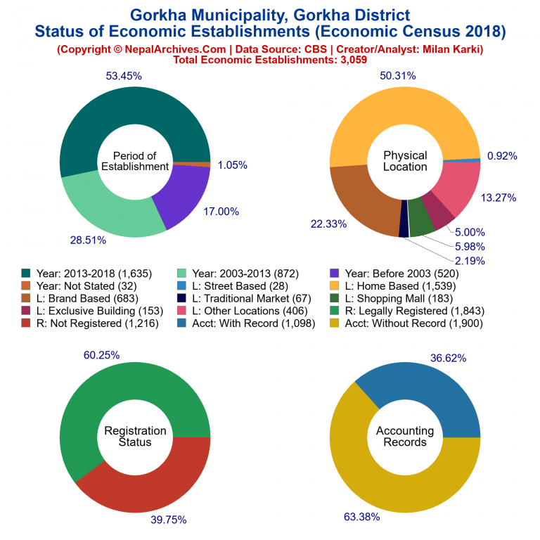 NEC 2018 Economic Establishments Charts of Gorkha Municipality