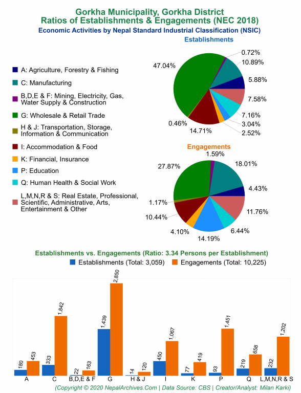 Economic Activities by NSIC Charts of Gorkha Municipality