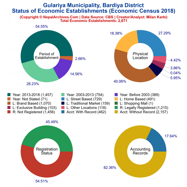 NEC 2018 Economic Establishments Charts of Gulariya Municipality