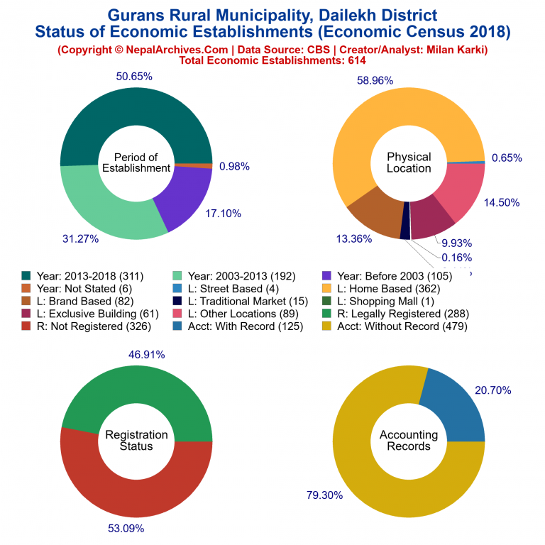 NEC 2018 Economic Establishments Charts of Gurans Rural Municipality