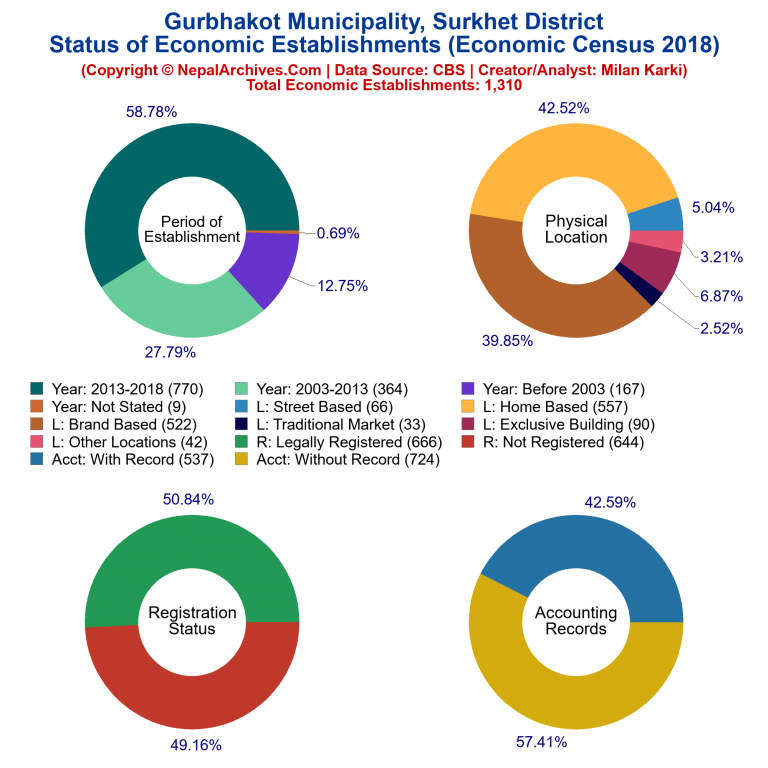 NEC 2018 Economic Establishments Charts of Gurbhakot Municipality
