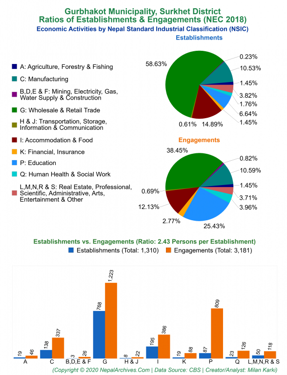 Economic Activities by NSIC Charts of Gurbhakot Municipality