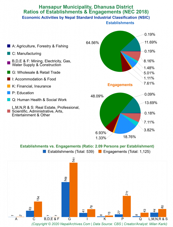 Economic Activities by NSIC Charts of Hansapur Municipality