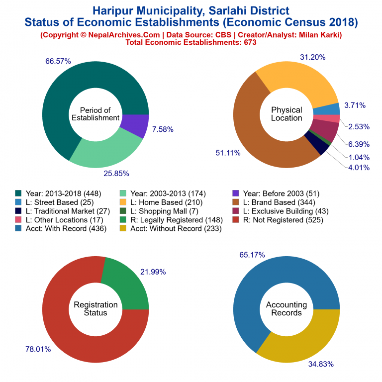 NEC 2018 Economic Establishments Charts of Haripur Municipality