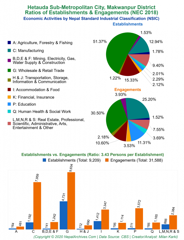 Economic Activities by NSIC Charts of Hetauda Sub-Metropolitan City