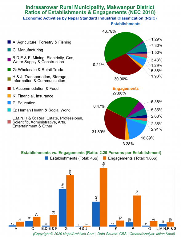 Economic Activities by NSIC Charts of Indrasarowar Rural Municipality