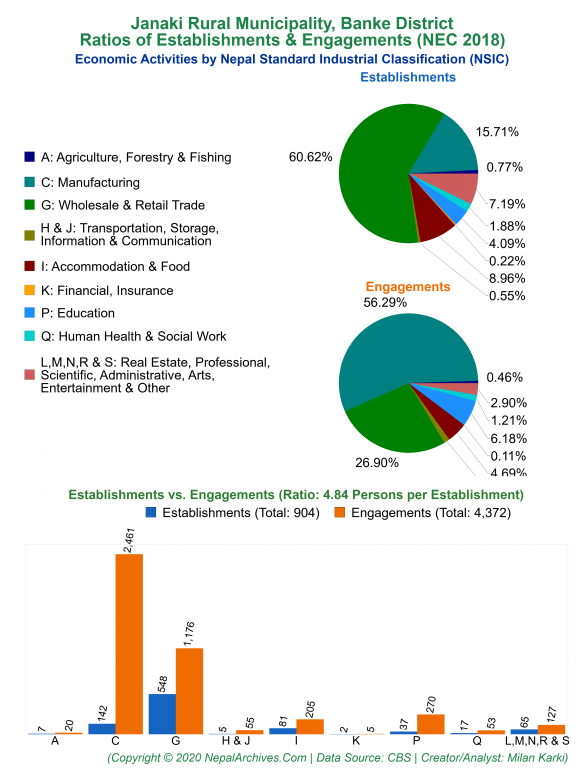 Economic Activities by NSIC Charts of Janaki Rural Municipality