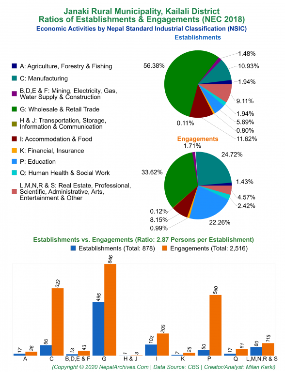 Economic Activities by NSIC Charts of Janaki Rural Municipality