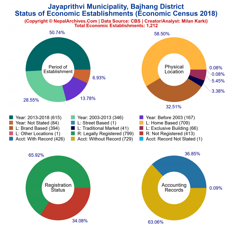 NEC 2018 Economic Establishments Charts of Jayaprithvi Municipality