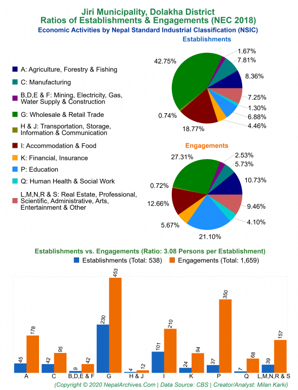 Economic Activities by NSIC Charts of Jiri Municipality