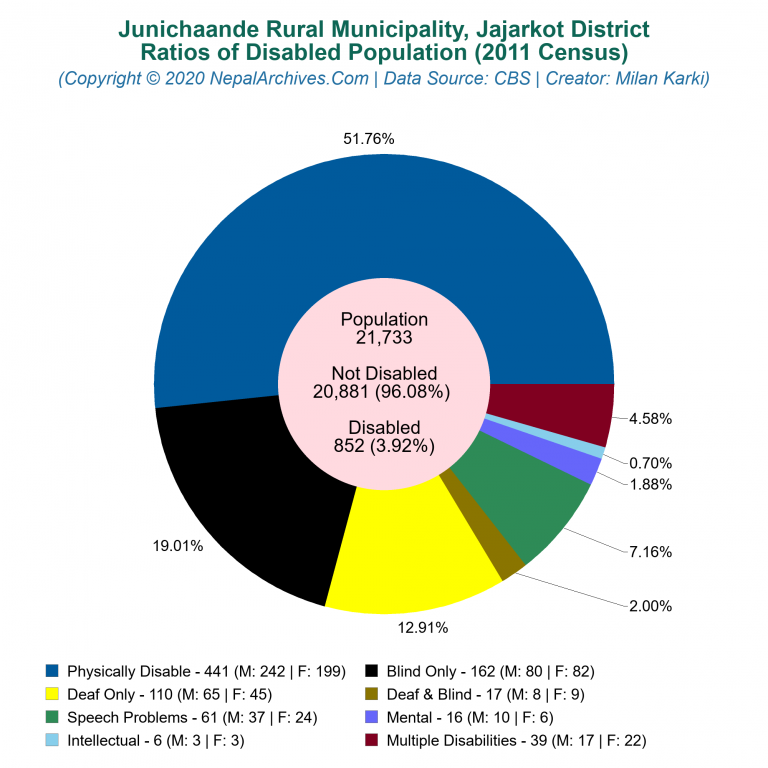 Disabled Population Charts of Junichaande Rural Municipality