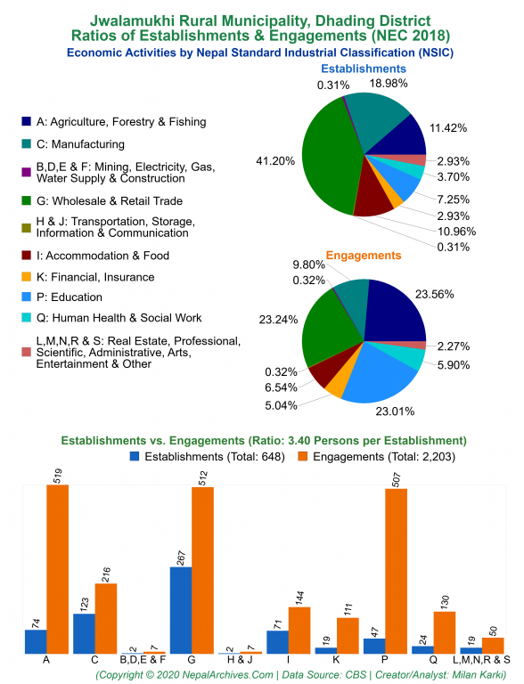 Economic Activities by NSIC Charts of Jwalamukhi Rural Municipality