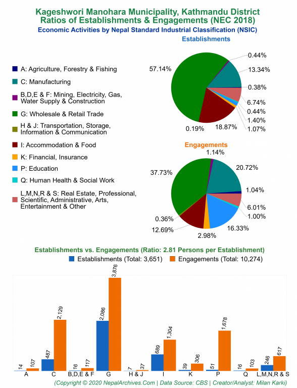 Economic Activities by NSIC Charts of Kageshwori Manohara Municipality