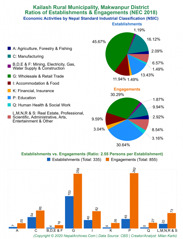 Economic Activities by NSIC Charts of Kailash Rural Municipality