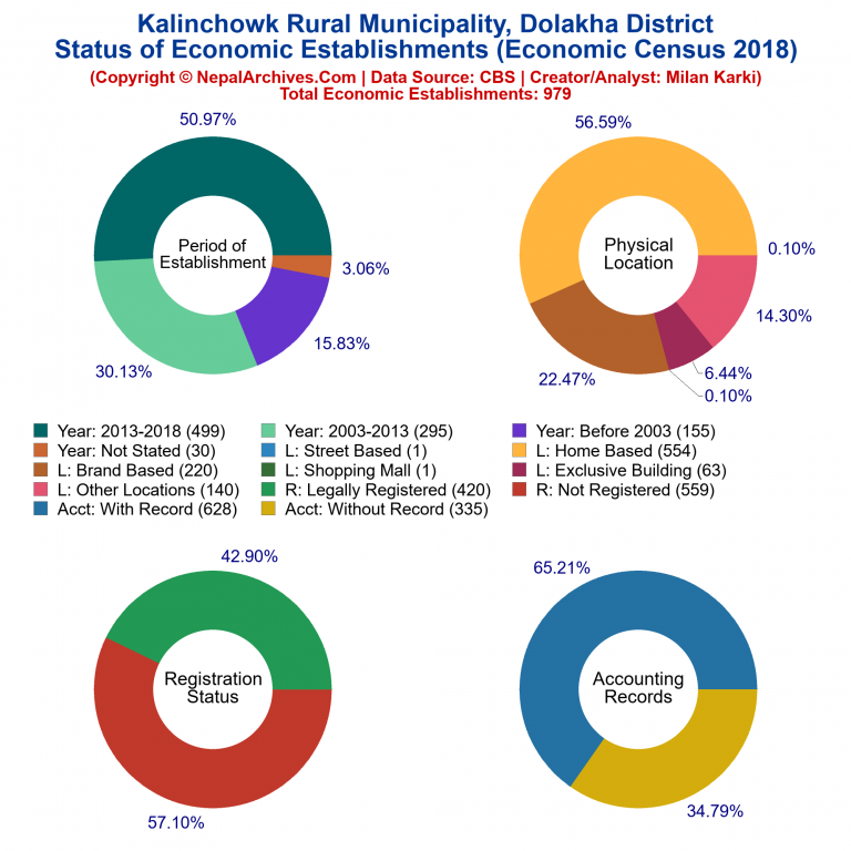 NEC 2018 Economic Establishments Charts of Kalinchowk Rural Municipality