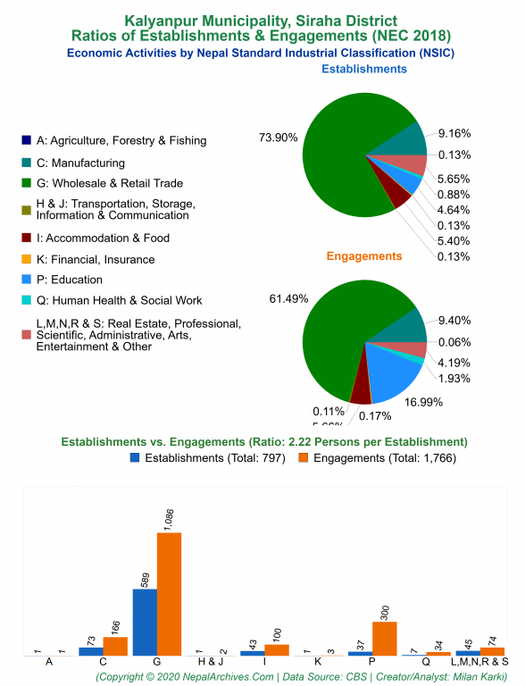 Economic Activities by NSIC Charts of Kalyanpur Municipality