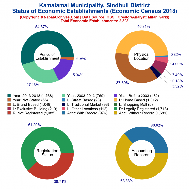 NEC 2018 Economic Establishments Charts of Kamalamai Municipality