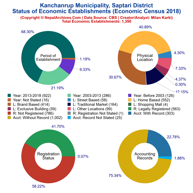 NEC 2018 Economic Establishments Charts of Kanchanrup Municipality