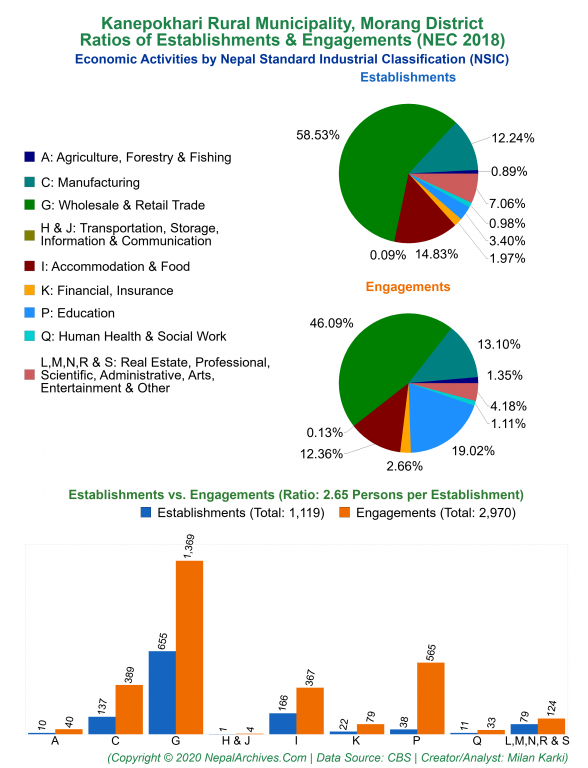Economic Activities by NSIC Charts of Kanepokhari Rural Municipality