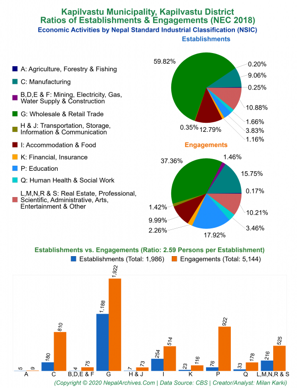 Economic Activities by NSIC Charts of Kapilvastu Municipality