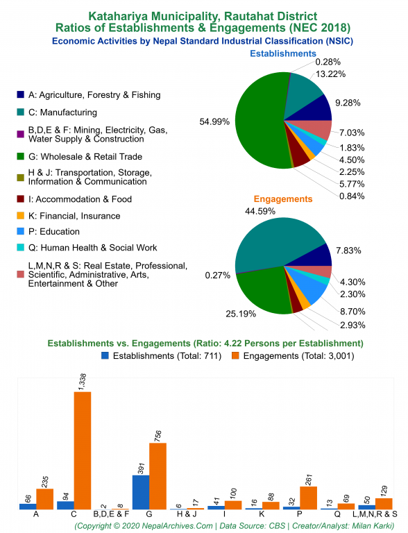 Economic Activities by NSIC Charts of Katahariya Municipality