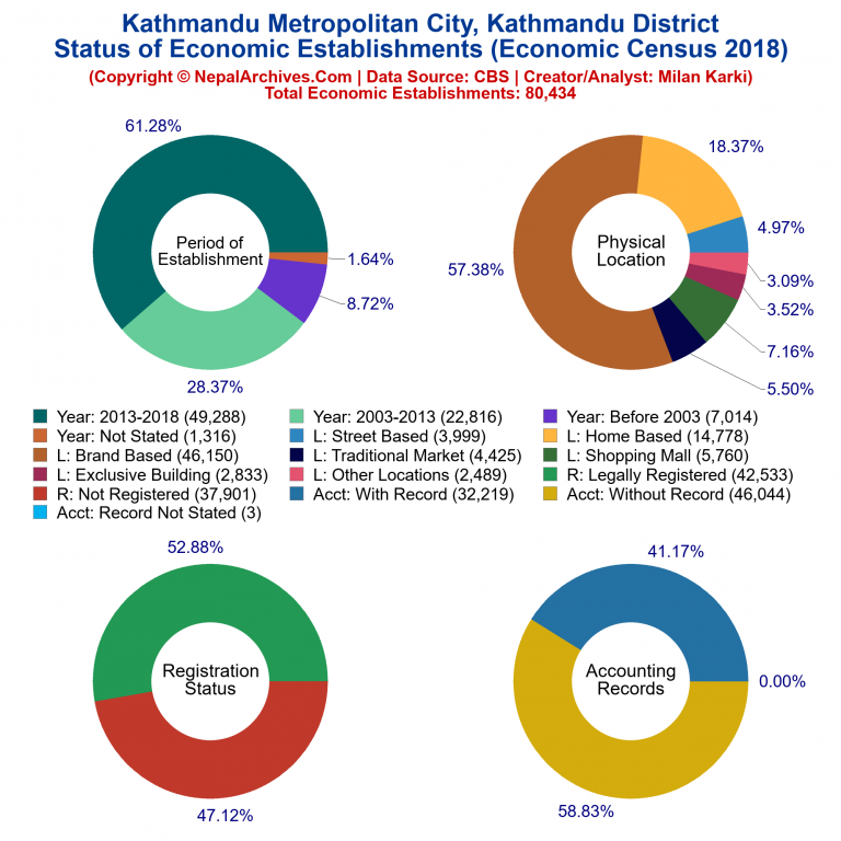 NEC 2018 Economic Establishments Charts of Kathmandu Metropolitan City