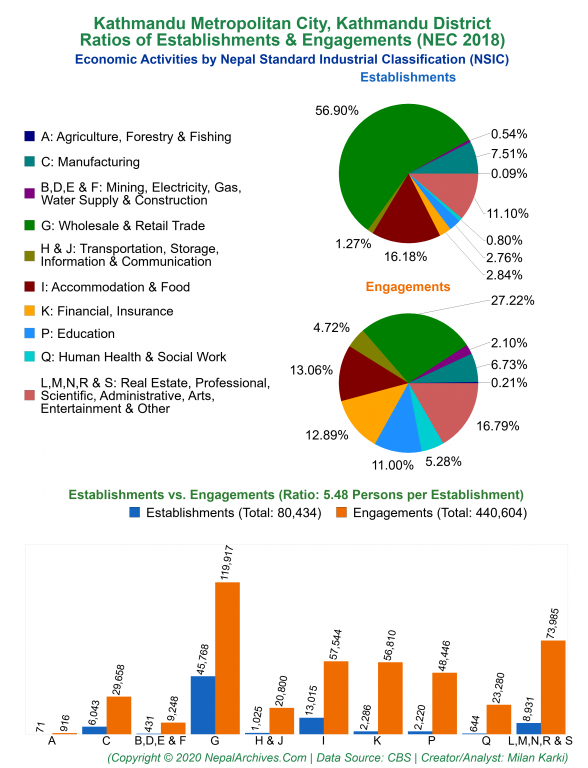 Economic Activities by NSIC Charts of Kathmandu Metropolitan City