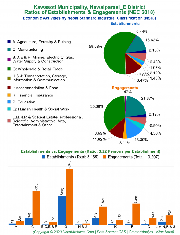 Economic Activities by NSIC Charts of Kawasoti Municipality