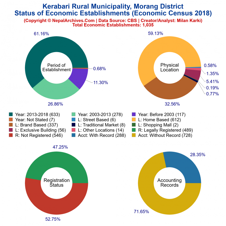 NEC 2018 Economic Establishments Charts of Kerabari Rural Municipality
